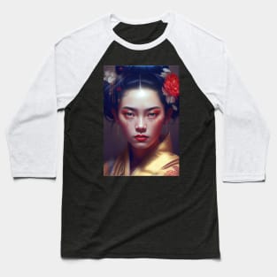 Japanese Geisha In Digital Art. Gift Idea For Japan Fans 6 Baseball T-Shirt